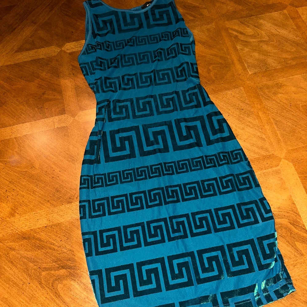 Elegant Teal Geometric Pattern Dress